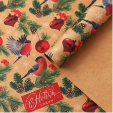 Бумага упаковочная крафтовая "Зимняя сказка", 50*70 см